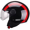 - casco demi-jet per moto rosso e nero con calotta in abs taglia s