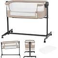 culla co-sleeping neste up 2 beige regolabile con materasso