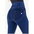 jeggings wr. up 7/8 curvy con gamba superskinny vita alta dark jeans-yellow seam donna large