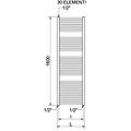 termoarredo scaldasalviette lisa 25 h 1600 l 400 verniciato bianco 30 elementi tubolare ral 9010
