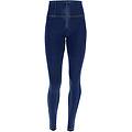 pantalone wr. up skinny vita alta lunghezza regular in denim elasticizzato jeans scuro-cuciture