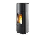 stufa a pellet canalizzabile flow comfort air 10 m1 10 kw in acciaio con rivestimento in ceramica