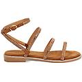 sandali bassi donna cognac in microfibra