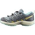 xa pro v8 wp j scarpe trail running bambina grey/light blue 33 eu