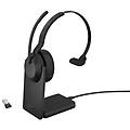 evolve2 55 auricolare con cavo e senza cavo a padiglione ufficio bluetooth base di ricarica nero