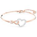 bracciale rigido infinity infinito e cuore bianco mix di finiture os