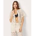 camicia traforata a maniche corte crochet / avorio / l avorio