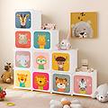 armadio portatile per bambini armadio con 12 cubi con 2 sezioni appendibili comò con cartoon