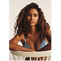 top a triangolo in similpelle laminata faded denim donna small