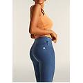 jeggings n. o. w. 7/8 con vita alta in tencel denim light blue-seams on tone donna small