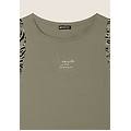 t-shirt senza maniche con dettagli dorati e animalier aloe zebra animalier donna large