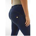 push up wr. up in fibra ecologica con effetto denim scuro dark jeans-yellow seam donna medium