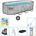 - piscina fuori terra ovale 549x274x122 cm grigio include accessori coordinati cb36
