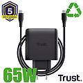 TRUST maxo 65w 2p usb-c gan charger blk 25525