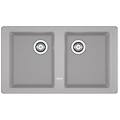 lavello integrato 2 vasche boston l 86 x l 50 cm argento
