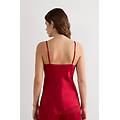canotta in seta e pizzo donna rosso taglia xs