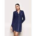 camicia da notte manica lunga con tencel modal daily / blu scuro / l blu scuro
