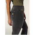 pantaloni n. o. w. flare in jersey denim con vita media medium grey denim-black seams donna large
