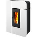 stufa a pellet slim ventilata alea air 7 s1 7 kw in acciaio colore bianco