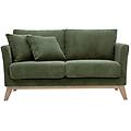 divano scandinavo sfoderabile 2 posti in tessuto velluto a coste verde kaki e legno chiaro oslo
