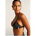 top a triangolo in similpelle laminata nero donna small