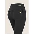 pantaloni n. o. w. in jersey a vita alta con impunture nero donna extra small
