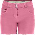 shorts wr. up in denim navetta ecologico fondo sfrangiato e abrasioni pink cosmos donna xxs