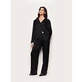 pantalone in raso di viscosa con dettagli strass bright satin / nero / s nero