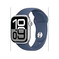 watch series 10 gps + cellular 42mm in alluminio color argento con cinturino sport denim s/m