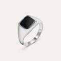 anello chevalier silver collection argento rodiato onice collezione silver collection misura 52