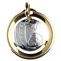 medaglia ciondolo da battesimo oro giallo e bianco gl100026