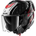 casco moto modulare p/j oxo rydger nero argento rosso taglia m