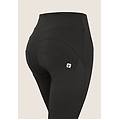 pantaloni wr. up flare vita alta in cotone con impunture nero donna xxs