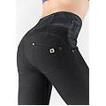 pantaloni push up wr. up tessuto navetta spalmato argento nero donna large