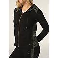 felpa zip e cappuccio con retro e cappuccio in jacquard knit black black grey donna xxs