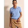 - polo in cr&ecirc;pe con mezza zip donna blu chiaro taglia xs