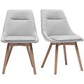 sedie in tessuto effetto velluto grigio chiaro e legno chiaro (set di 2) aless
