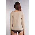 maglia manica lunga 100% cashmere donna beige taglia l