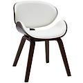 sedia design bianca e legno scuro noce walnut